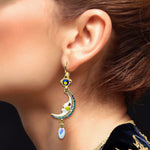 Magical Mystical Crescent Moon Earrings by Ritzy Couture DeLuxe 18k Gold Plating