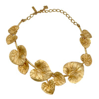 Oscar de la Renta Gold-Plated Lily Pad Leaf Necklace – Rare Collectible Design