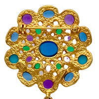 Oscar de la Renta Mandala Cabochon Brooch, Gold-Plated, Baroque Pearl, Resin & Glass