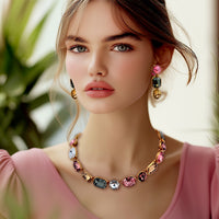 Oscar de la Renta Austrian Crystal Three-Tier Drop Statement Clip Earrings