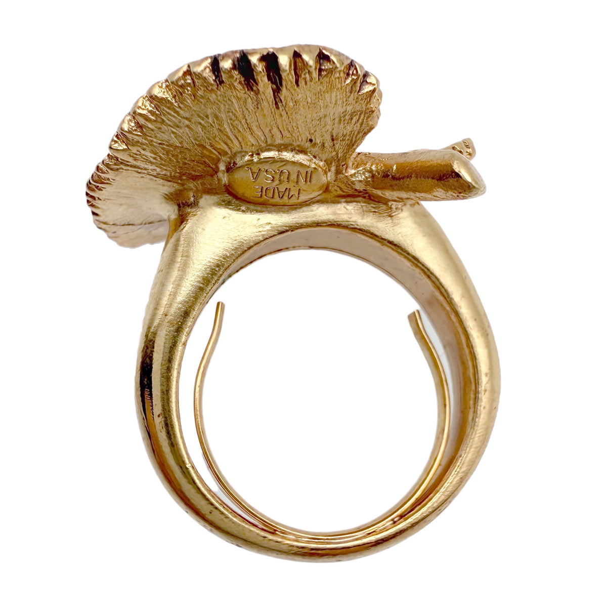 Oscar de la Renta Gold-Tone Lotus Blossom Leaf Statement Ring – Rare Collectible