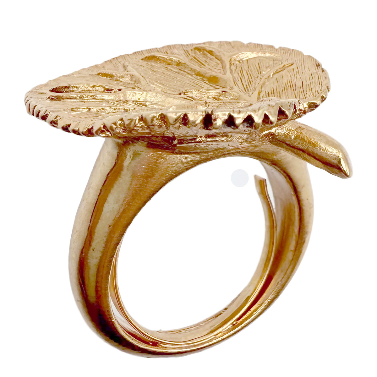 Oscar de la Renta Gold-Tone Lotus Blossom Leaf Statement Ring – Rare Collectible