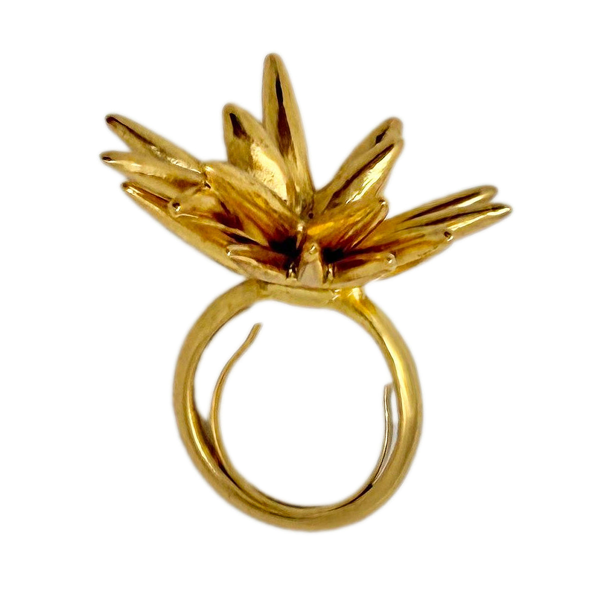 Oscar de la Renta Gold Starburst Cocktail Ring - Bold Sculptural Design