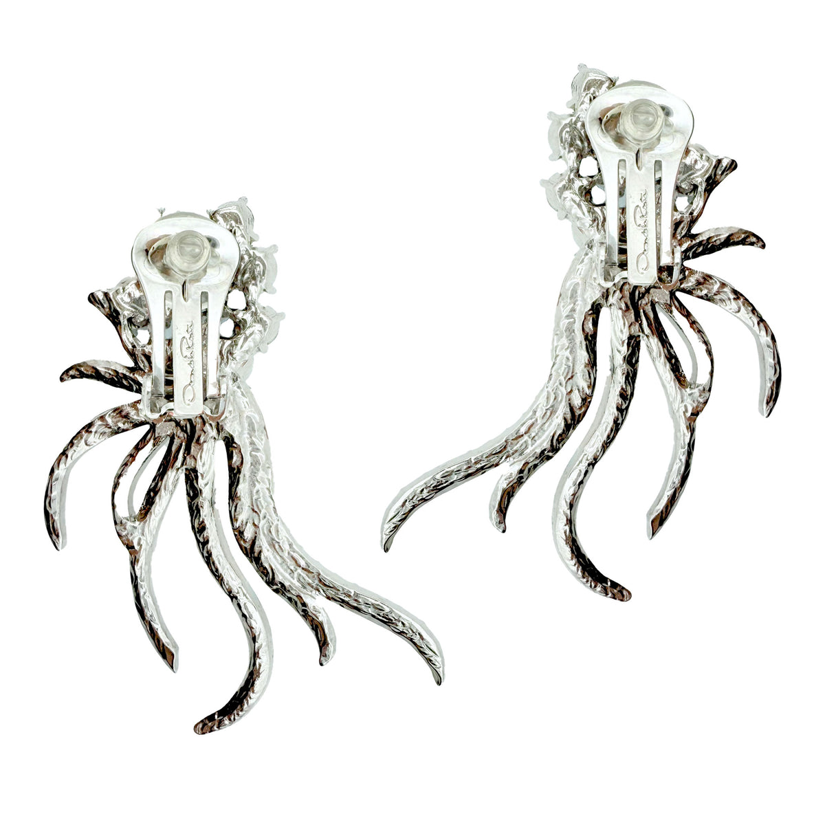 Oscar de la Renta Austrian Crystal Comet Earrings with Black Diamond Details