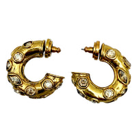 Oscar de la Renta Bold Crystal-Embellished Gold Hoop Earrings