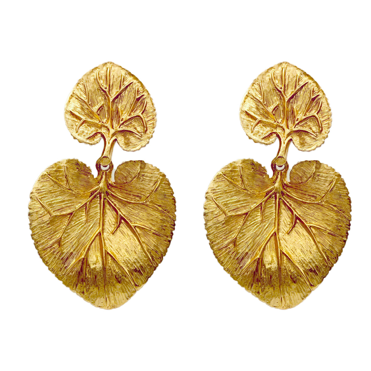 Oscar de la Renta Gold-Tone Water Lily Leaf Post Earrings - Elegant Design