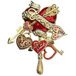 Ritzy Couture Love & Heart Arrow Red Charm Pin/Pendant (Goldtone)