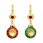 Ritzy Couture DeLuxe Christmas Ornaments Leverback Dangle Earrings 22k Gold Plated