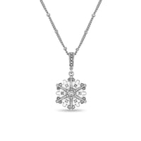 Ritzy Couture DeLuxe Crystal Snowflake Charm Pendant Necklace - Silver Plated