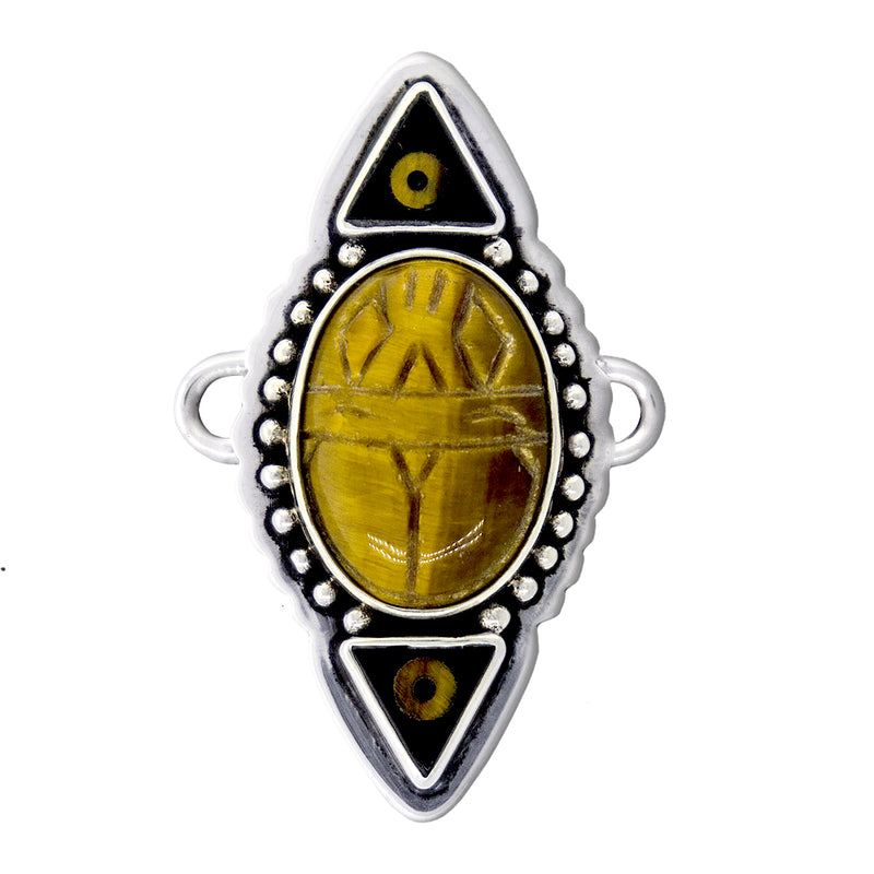 Tabra Jewelry 925 Sterling Silver Tiger Eye Onyx Connector Charm from Esme's Vault OOK462