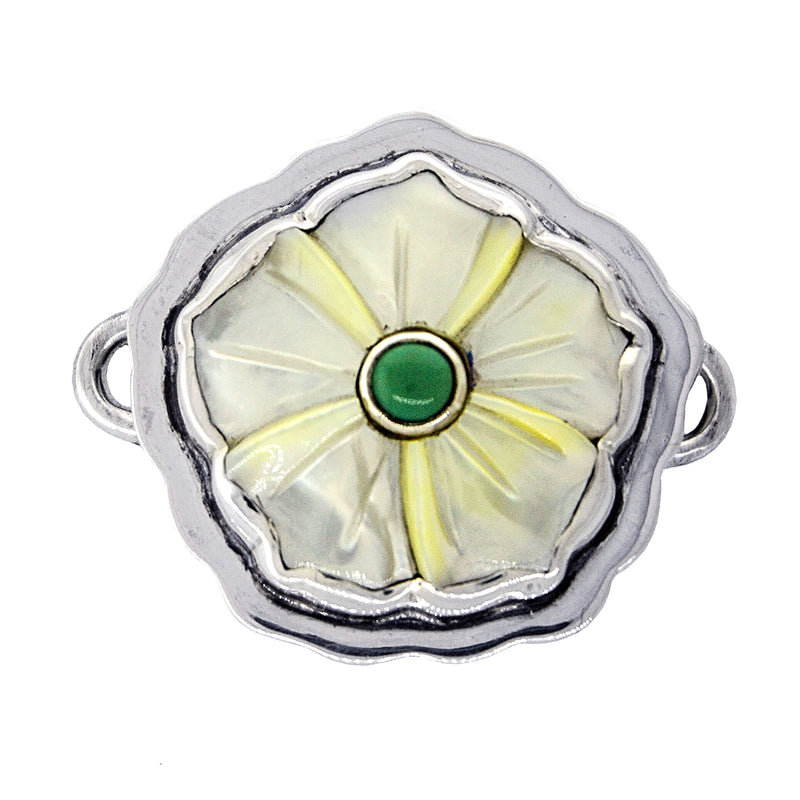 Tabra Jewelry 925 Sterling Silver Mother of Pearl Chinese Turquoise Connector Charm from Esme's Vault OOK464
