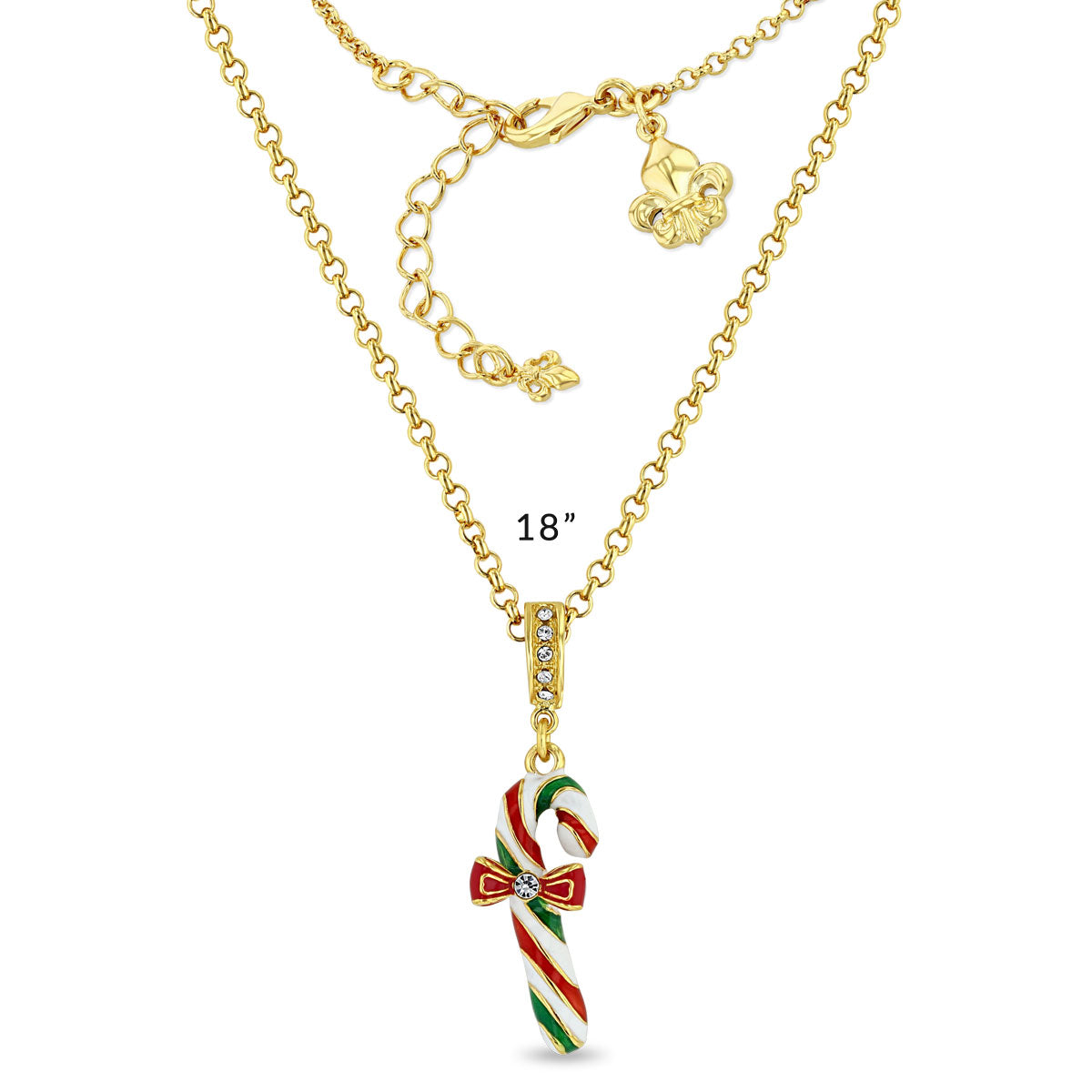 Christmas Candy Cane Enhancer Charm by Ritzy Couture DeLuxe - 18k Gold Plated