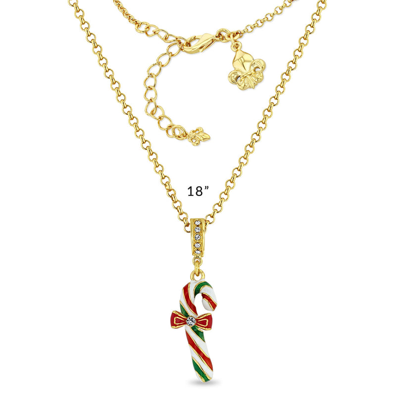 Christmas Candy Cane Enhancer Charm by Ritzy Couture DeLuxe - 18k Gold Plated