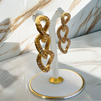 Oscar De La Renta Gold Topaz Swarovski Crystal Chain Link Pierced Earrings