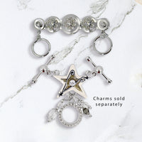 Lunch at The Ritz Crystal Toggle Pin Rhodium-Plated Interchangeable Charm Brooch