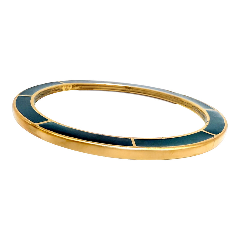 Oscar de la Renta Black Enamel Gold-Plated Bangle – Stackable Collectible