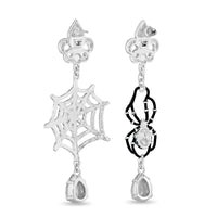 Spider Web Halloween Chandelier Earrings Ritzy Couture Deluxe-Fine Silver Plated