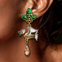Two Turtle Doves Merry Christmas Drop Dangle Earrings by Ritzy Couture -Goldtone