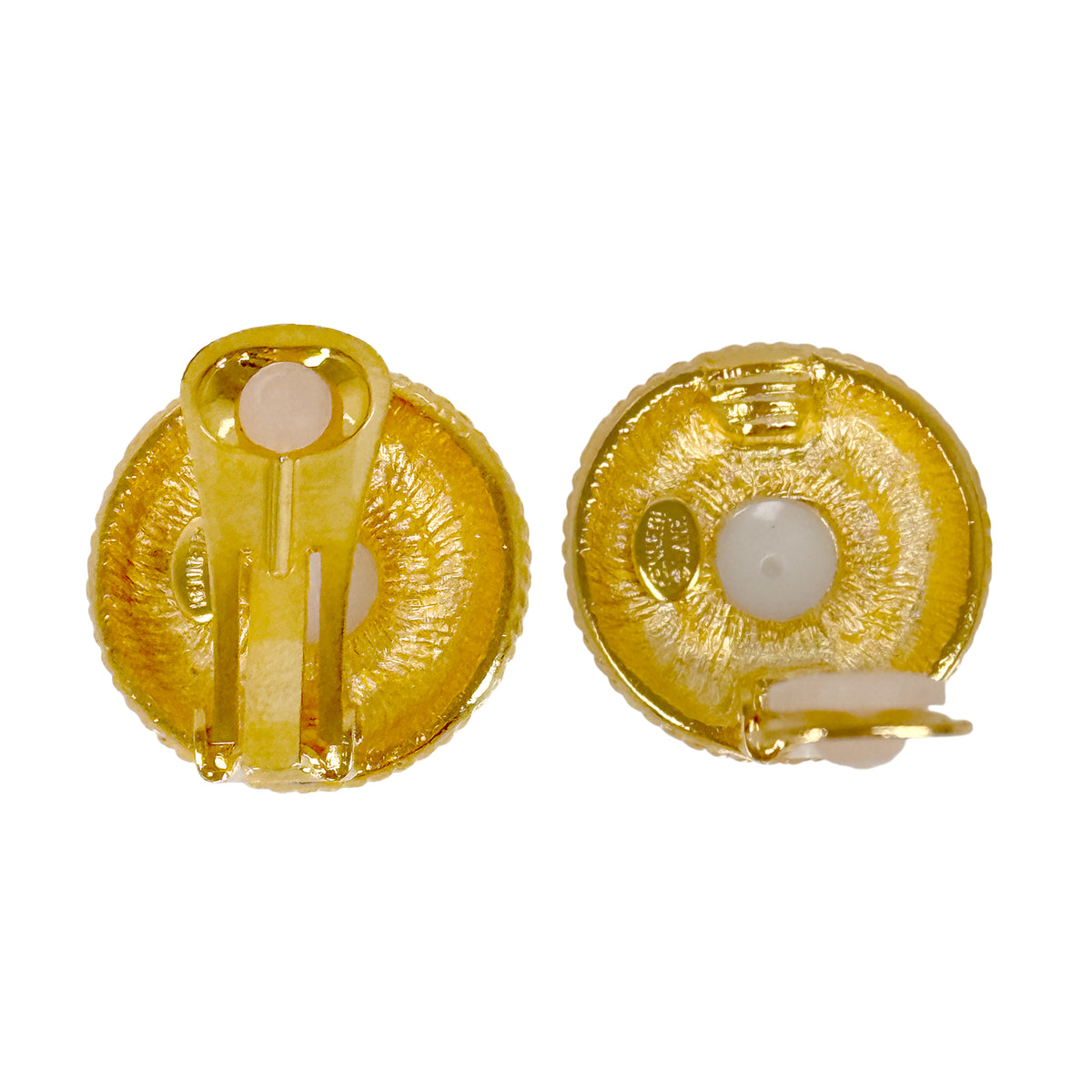 Kenneth Jay Lane 22K Gold-Plated Button Earrings with Pearl Cabochon Clip-On