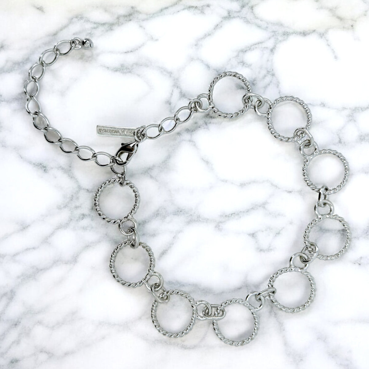 Emelia Wickstead Rare with Tag Twisted Silver Circle Link Statement Necklace