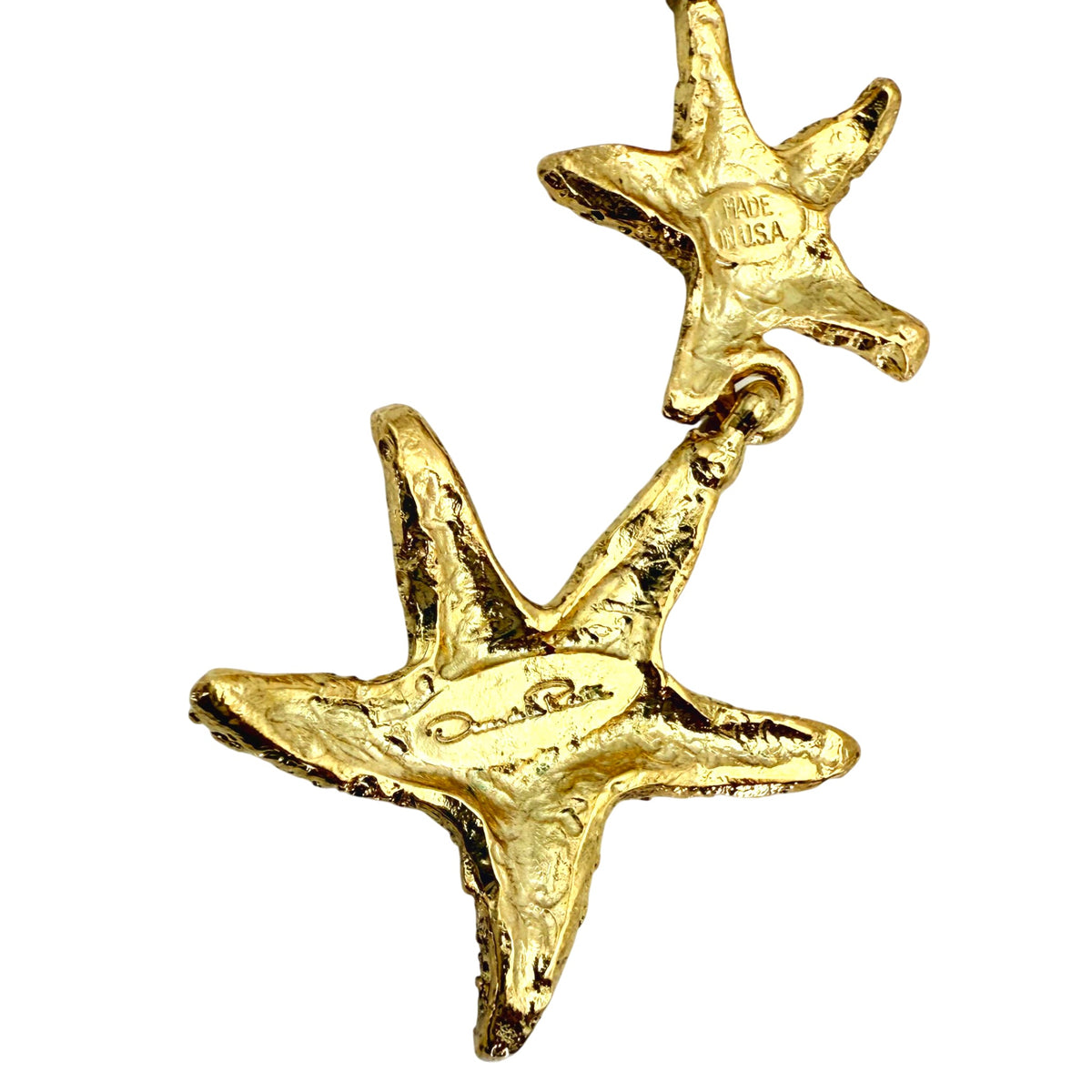 Oscar de la Renta Sparkling Gold-Plated Starfish Post Earrings – Rare Statement Design