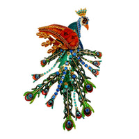 Lunch at The Ritz, Rare Handcrafted Peacock Pin Brooch Pendant with Crystals