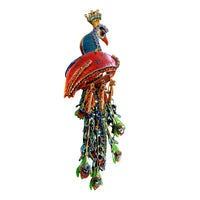 Lunch at The Ritz, Rare Handcrafted Peacock Pin Brooch Pendant with Crystals