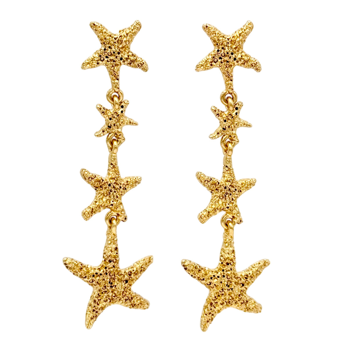 Oscar de la Renta Sparkling Gold-Plated Starfish Post Earrings – Rare Statement Design