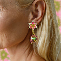 Lunch at The Ritz 2Go Petal Play Pink White Lily Blossom Post Earrings Goldtone