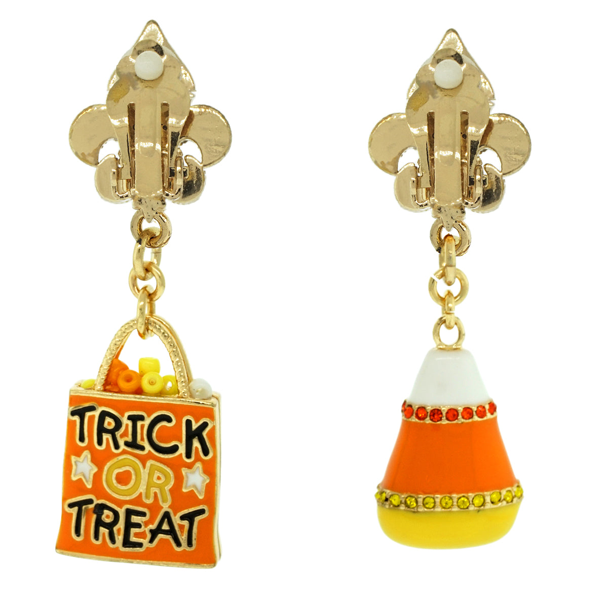 Ritzy Couture DeLuxe Halloween Candy Corn Trick-Or-Treat Dangling Drop Earrings
