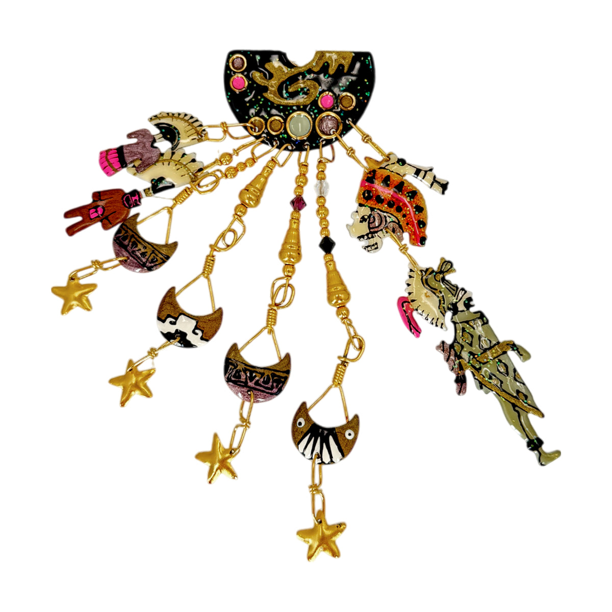 Lunch at The Ritz Aztec & Mayan Legacy Pin – Hand-Enameled Gold Statement Brooch