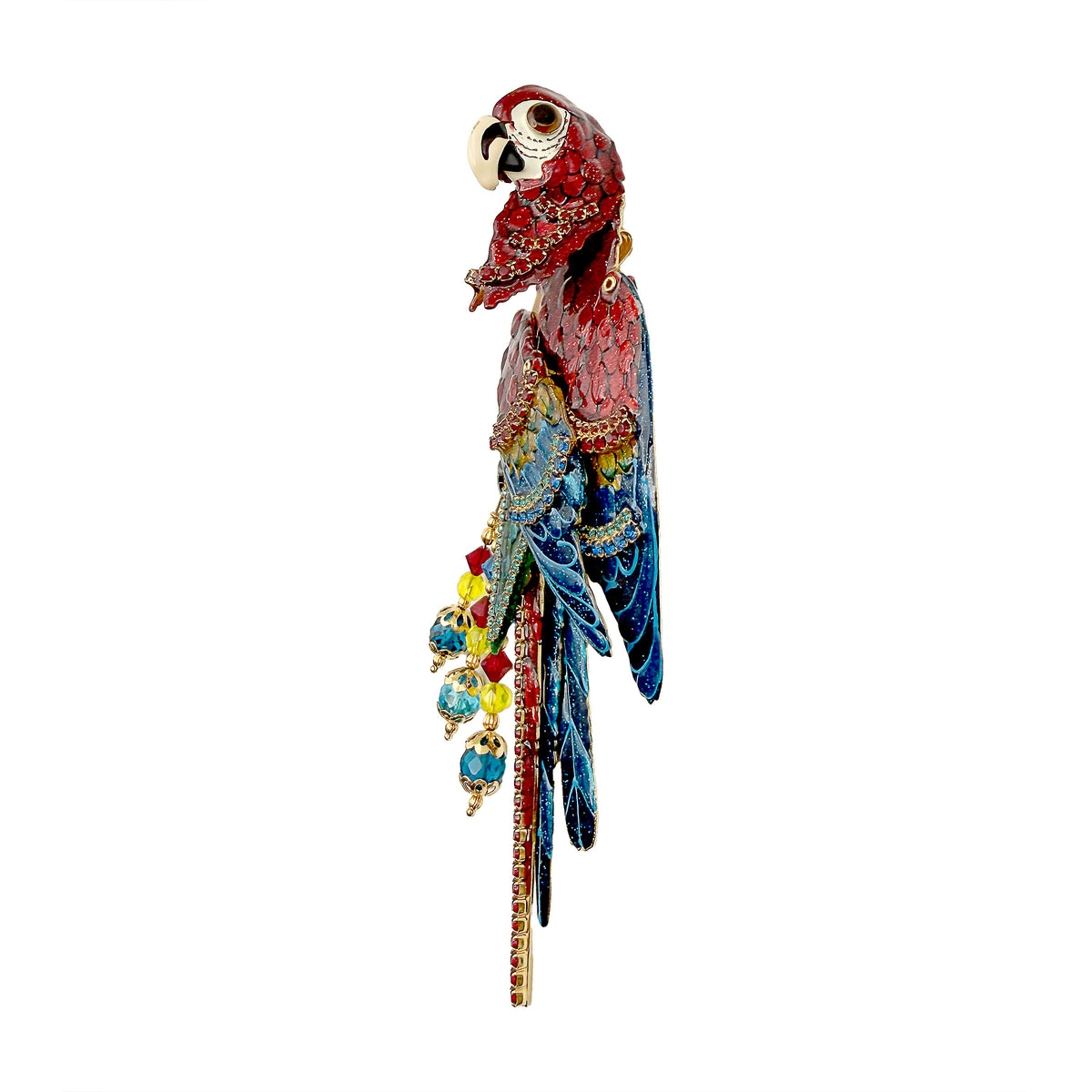 Vintage Lunch at The Ritz Macaw Parrot Brooch Moveable Enamel Statement Pin