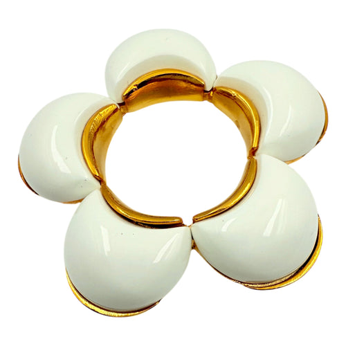 Kenneth Jay Lane Original Sample White Resin Petal Brooch Gold Plating USA