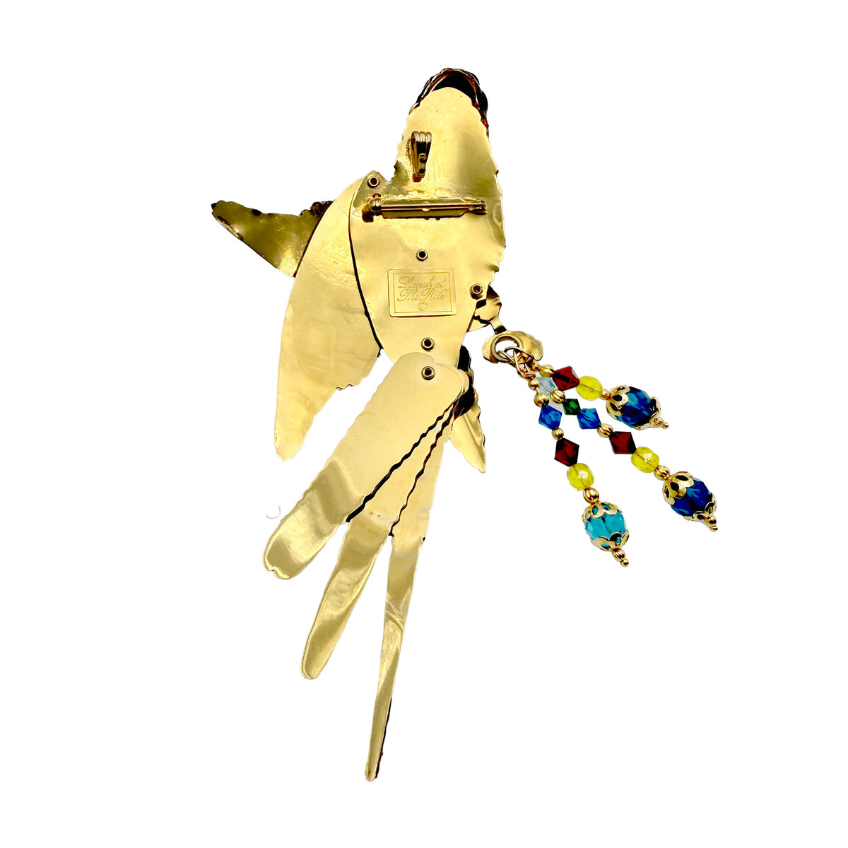 Vintage Lunch at The Ritz Macaw Parrot Brooch Moveable Enamel Statement Pin