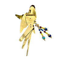 Vintage Lunch at The Ritz Macaw Parrot Brooch Moveable Enamel Statement Pin