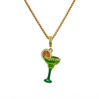 Ritzy Couture Frozen Margarita Cocktail Charm 21" Enhancer Necklace - Goldtone