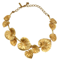 Oscar de la Renta Gold-Plated Lily Pad Leaf Necklace – Rare Collectible Design