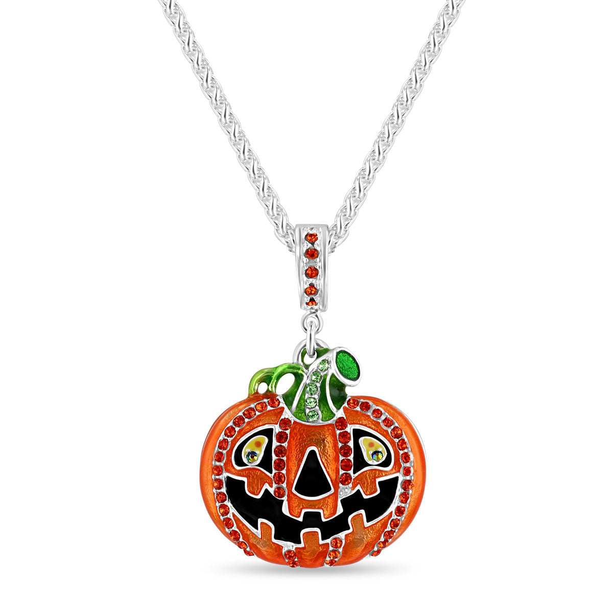 Jack O Lantern Halloween Enhancer Charm - Ritzy Couture DeLuxe Fine Silver Plate