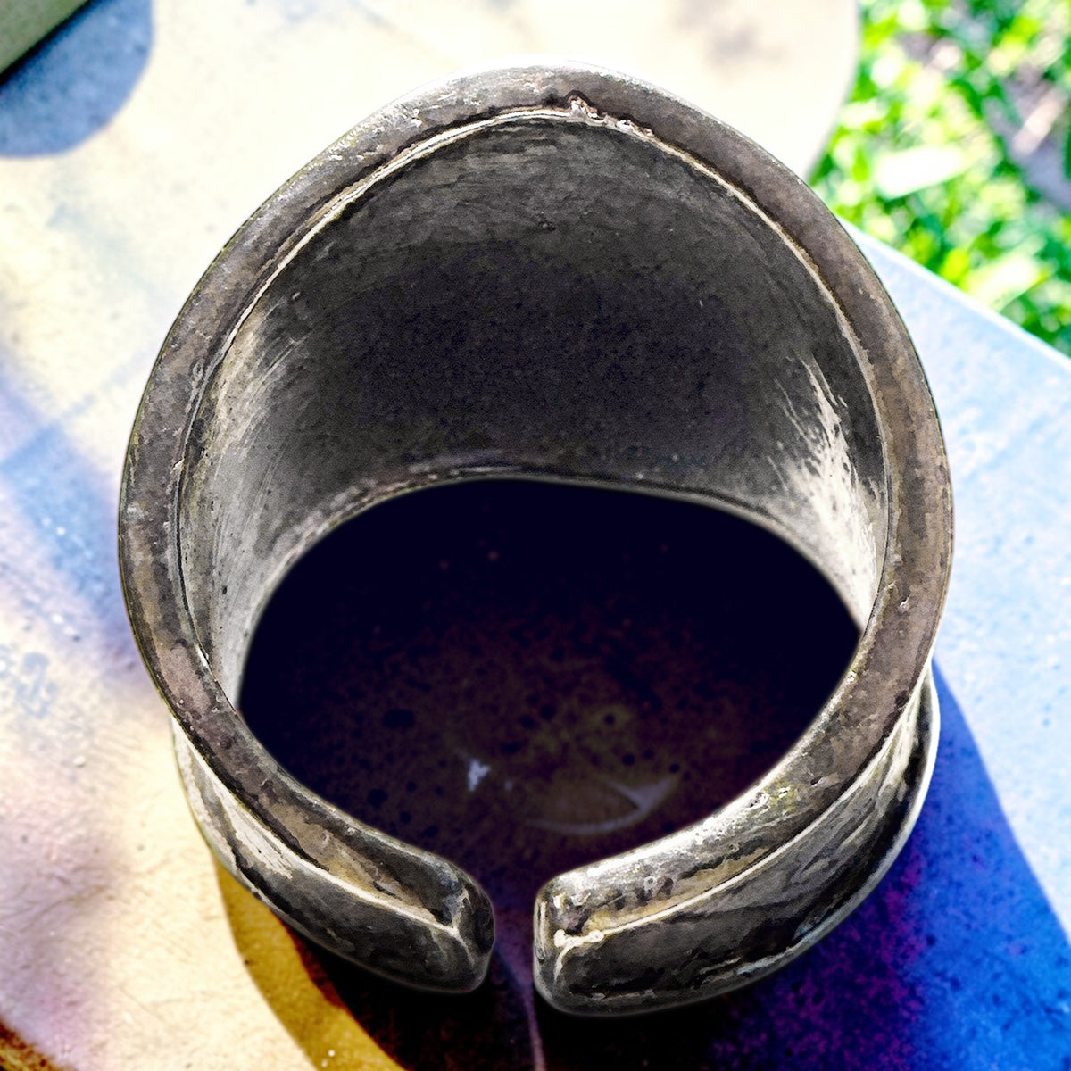 Tabra Jewelry 925 Sterling Silver Embossed Larimar Pear Ring Size 8.5 - 00K525