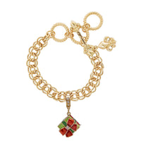 Ritzy Couture Christmas Gift Charm with Crystals Enhancer Charm (Goldtone)