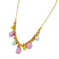 Ritzy Couture DeLuxe Pastel Egg Charm Necklace with Gold Chain and Crystals