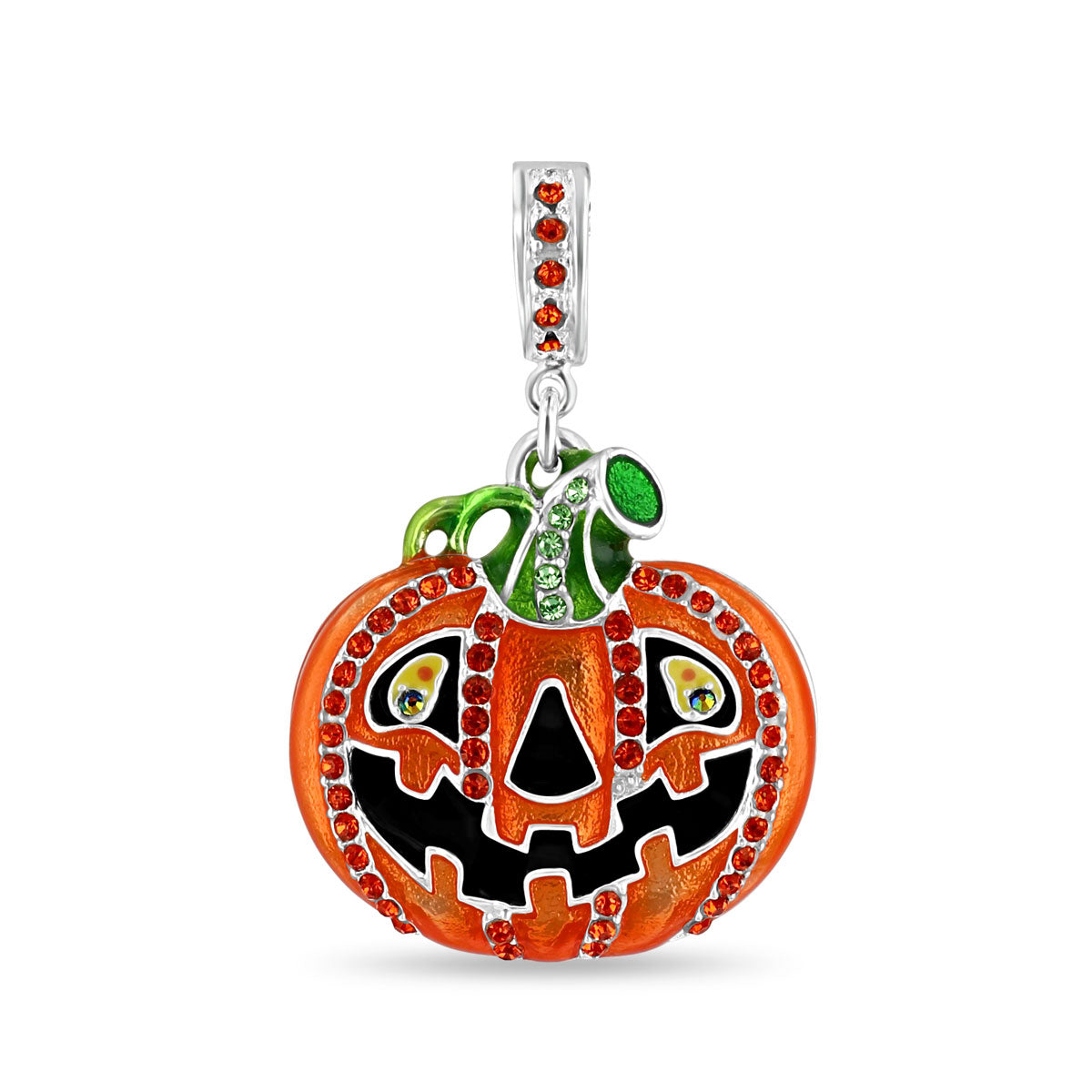 Jack O Lantern Halloween Enhancer Charm - Ritzy Couture DeLuxe Fine Silver Plate