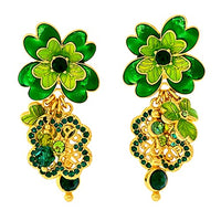 Clover Emerald St Patricks Earrings by Ritzy Couture DeLuxe - 18k Gold Plating