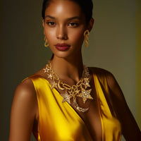 Oscar De La Renta Gold Topaz Swarovski Crystal Chain Link Pierced Earrings