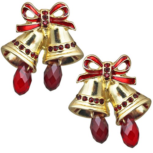 Ritzy Couture Twas the Night Christmas Bell Stud Earrings (Goldtone)