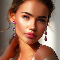 Oscar de la Renta Rose Pink Swarovski Crystal Drop Clip Earrings – Gold Plated