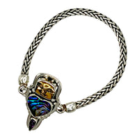 Tabra Jewelry 925 Silver Abalone & Amethyst Bronze Face Connector Charm - 00K610