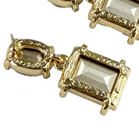 Oscar de la Renta Gold Plated Light Amethyst Crystal Rectangle Drop Post Earrings