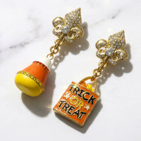 Ritzy Couture DeLuxe Halloween Candy Corn Trick-Or-Treat Dangling Drop Earrings