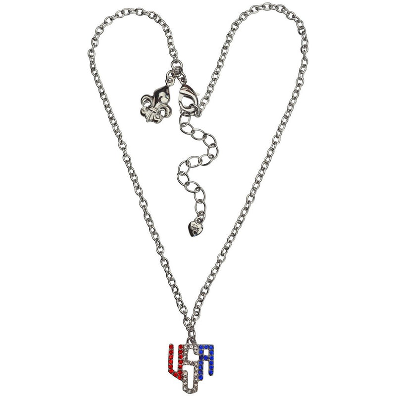 Ritzy Couture American Flag Multi Color Charm Pendant Necklace (Silvertone) - Red/Blue/Silver / Red White & Blue Flag Charm